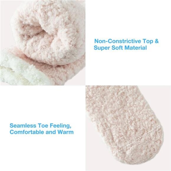 Fuzzy Socks with Grips Plush Sleep Cozy Winter Soft Hospital Fluffy Socks Gifts - Picture 5 of 7